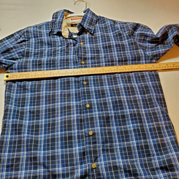 Wrangler Shirt Mens Small Wrinkle Resistant Button Plaid Blue White Top Western - Picture 4 of 9
